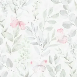 tapeta-dekoracyjna-liscie-listki-motylki-winylowa