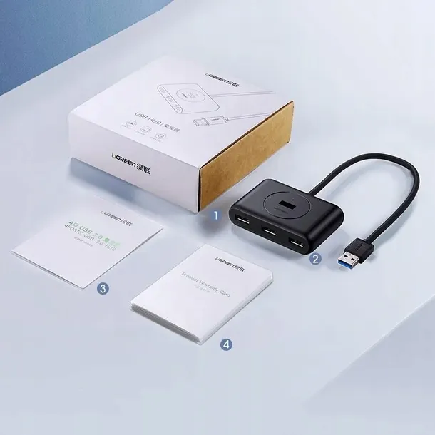 adapter-ugreen-cr113-usb-a-4xusb-a-3-0-5gbps-1m-czarny-stan-nowy-liczba-portow-4