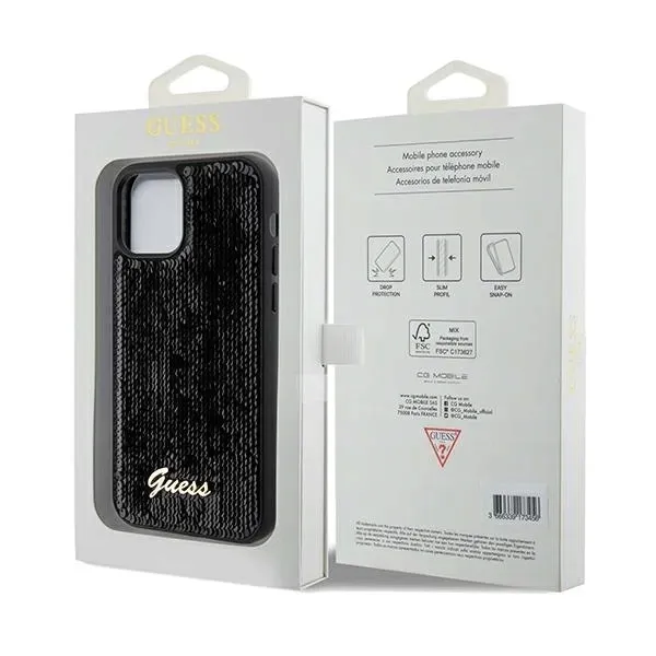 etui-guess-do-apple-iphone-12-12-pro-hardcase-sequin-script-metal-czarny-stan-nowy-kolor-czarny