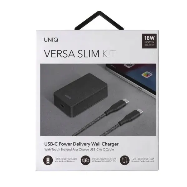 uniq-ladowarka-usb-c-pd-18w-kabel-usb-c-kolor-czarny