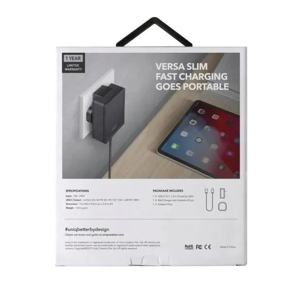 uniq-ladowarka-usb-c-pd-18w-kabel-usb-c-stan-nowy