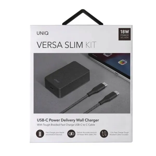 uniq-ladowarka-usb-c-pd-18w-kabel-usb-c-stan-nowy-kolor-czarny