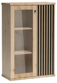 witryna-campa-86-cm-dab-czarny-regal-lamele-polki-przeszklenia