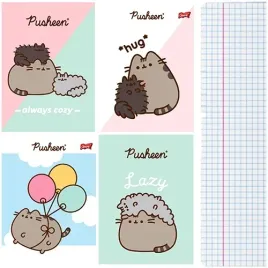 zeszyt-w-kratke-a5-32-kartki-laminowany-majewski-pusheen-kotek-4-sztuki