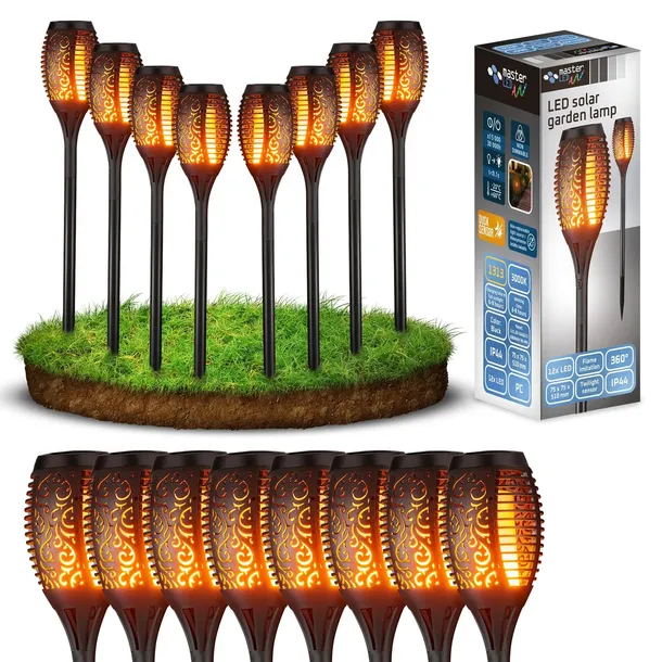 8x Lampa Solarna Ogrodowa Pochodnia LED Płomień Lampki Do Ogrodu ZESTAW