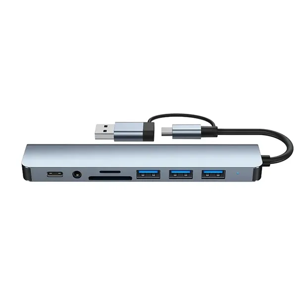 hub-adapter-przejsciowka-usb-c-8w1-4xusb-hdmi-sd-typ-c-jack-stan-nowy-kod-producenta-m555089