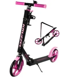 lekka-hulajnoga-skladana-kauczukowe-kola-20cm-hamulec-regulacja-rozowa