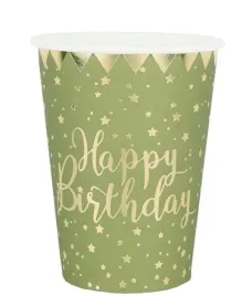 kubeczki-papierowe-urodziny-gwiazdki-oliwkowy-happy-birthday-270ml-10szt