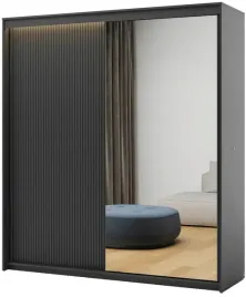 szafa-czarna-dwudrzwiowa-ryflowana-lustro-trend-200x222x63cm-tz-01