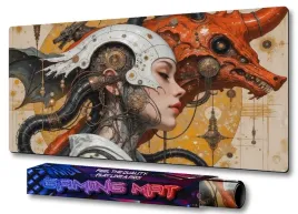 podkladka-na-biurko-gamingowa-white-lady-with-orange-fox-gaming-pro-100x50