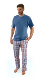 pizama-meska-bawelniana-sesto-senso-krotki-rekaw-dlugie-spodnie-blekit-3xl