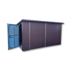 garaz-blaszany-4x5m-ciemny-braz-ral-brama-dwuskrzydlowa-drzwi