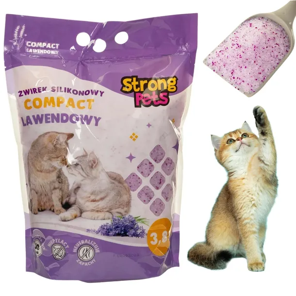 STRONG PETS Żwirek Silikonowy Dla Kota Drobny Compact Lawendowy 3,8L