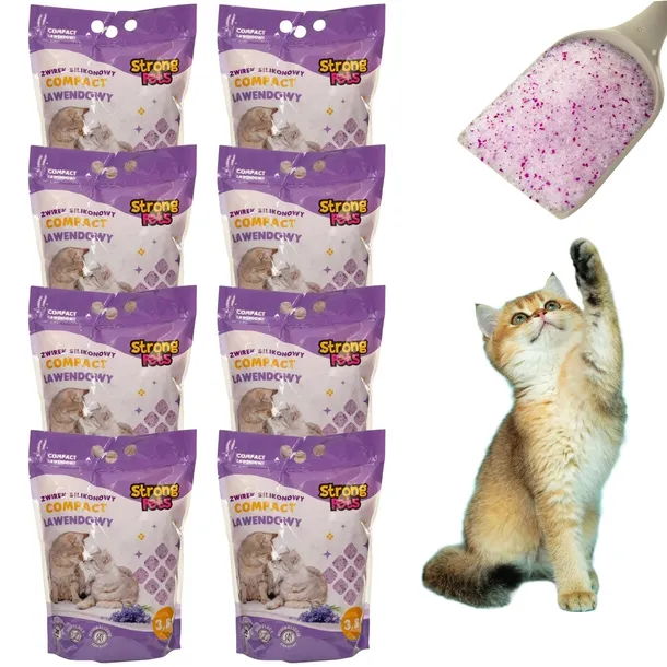 STRONG PETS Żwirek Silikonowy Dla Kota Drobny Compact Lawendowy 8x3,8L