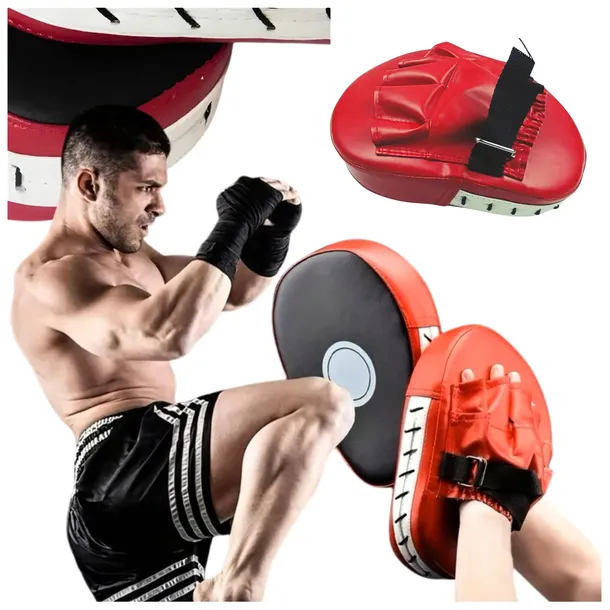 TARCZA ŁAPA BOKSERSKA TRENERA PROFILOWANA TRENINGOWA MMA Bushido SKÓRA 2SZT