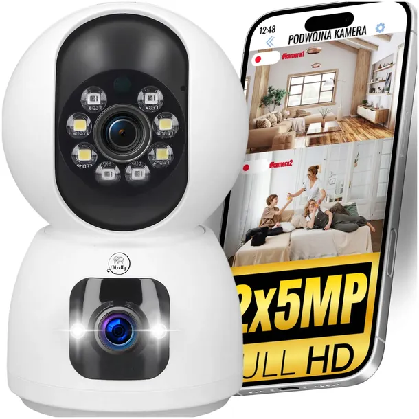 PODWÓJNA KAMERA 2X5MP ZOOM WEWNĘTRZNA OBROTOWA IP WIFI ALARM DETEKCJA FHDD