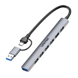 unitek-hub-usb-a-c-7w1-usb-a-z-adapterem-usb-a-5-gbps