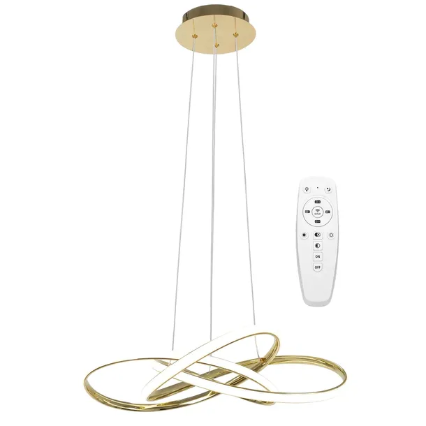 LAMPA WISZĄCA LED RING ZŁOTA Z PILOTEM PIERŚCIENIOWA SUFITOWA NOWOCZESNA