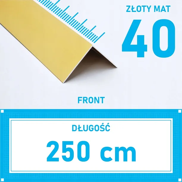 KĄTOWNIK aluminiowy ZŁOTY 40x40mm anodowany 250cm