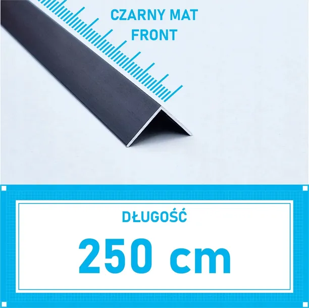 Kątownik aluminiowy anod CZARNY MAT 15x15mm 250cm