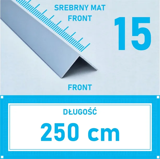 Kątownik aluminiowy anod SREBRNY MAT 15x15mm 250cm