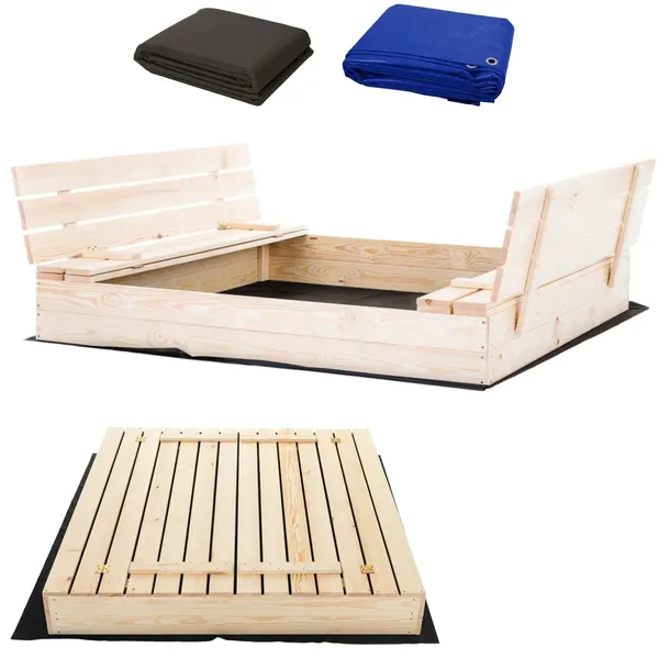PIASKOWNICA DREWNIANA Z ŁAWECZKAMI ZAMYKANA 140x140 PRODUCENT GRATISY!