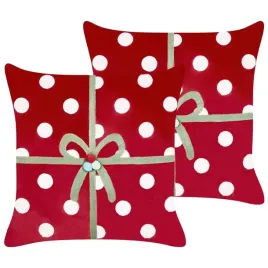 zestaw-2-poduszek-dekoracyjnych-gumdrop-welur-45-x-45-cm-czerwony-wzor-swia