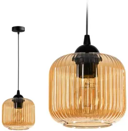 lampa-wiszaca-sufitowa-zyrandol-nowoczesny-szklany-klosz-plisowany-miodowy