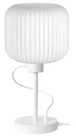 stylowa-lampka-nocna-biurkowa-nowoczesna-szklany-klosz-plisowany-bialy-led