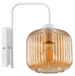 lampa-kinkiet-scienny-nowoczesny-bialy-szklany-plisowany-klosz-miodowy-led
