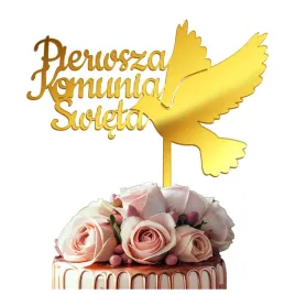 topper-pierwsza-komunia-swieta-golabek-zloty-na-tort-dekoracje-komunijne