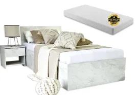 lozko-biale-4d-100x200-marmur-z-materacem-sprezynowym-stelaz-gratis