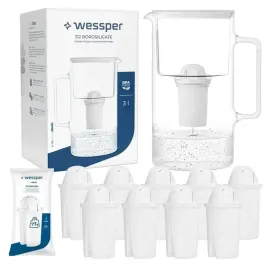 dzbanek-filtrujacy-szklany-wessper-3l-bialy-10x-filtr-aquaclassic-77g