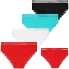 figi-damskie-bikini-majtki-bawelniane-prazek-koronka-modne-4-pak-moraj-m