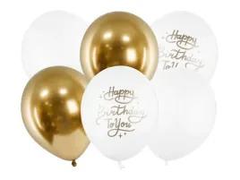 balony-30cm-zestaw-bialo-zloty-napis-happy-birthday-6szt-partydeco-urodziny