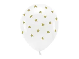balony-eco-33-cm-biale-w-zlote-gwiazdki-6-szt-glamour-urodziny-panienski