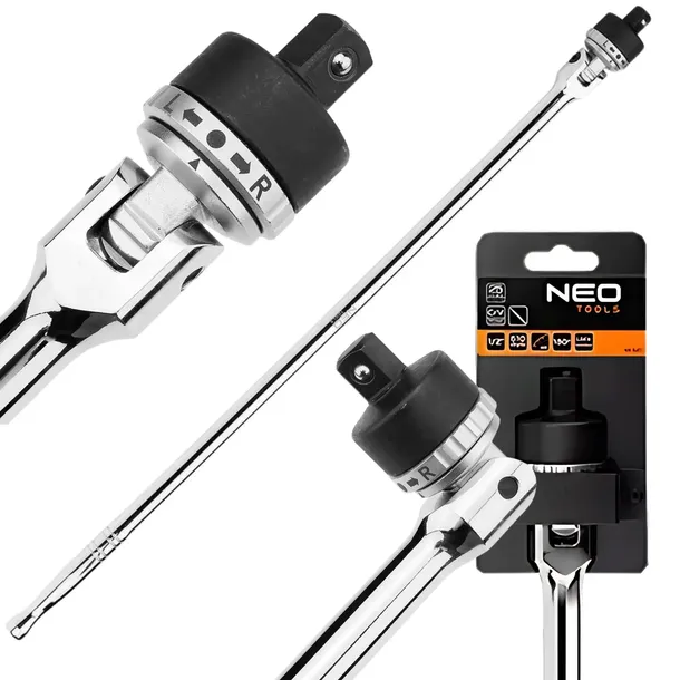 Pokrętło Przegubowe Łamane z Grzechotką 1/2" 610 mm 180 stopni NEO TOOLS