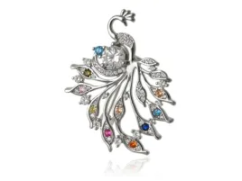 broszka-srebrna-duza-proba-925-duzy-paw-z-kolorowymi-kamieniami-br005