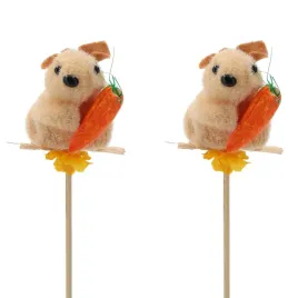 flokowane-zajace-na-piku-brazowe-wielkanocne-zajaczki-kroliki-2szt