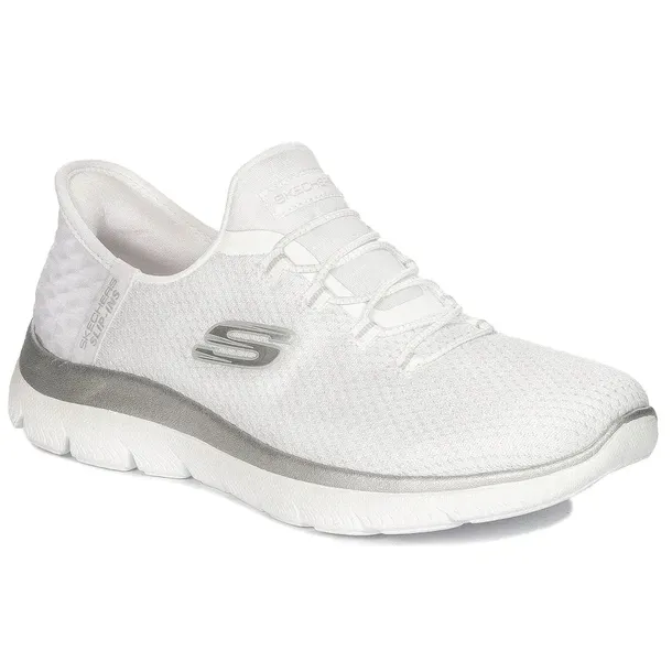 Skechers Sneakersy buty Slip-Ins Vegan wsuwane White Silver 150123/WSL r.40