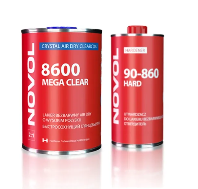 NOVOL 8600 Lakier bezbarwny Mega Clear Połysk 1L + 0,5L utw