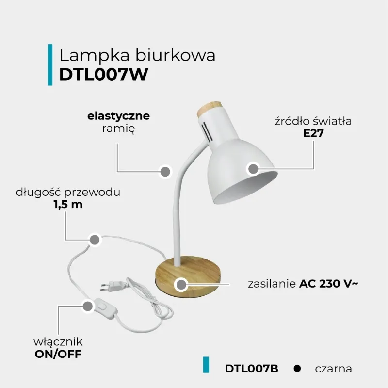 lampka-biurkowa-e27-biala-stan-nowy