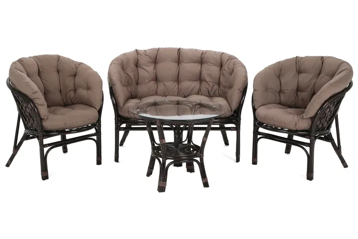 Zestaw mebli ogrodowych technorattan brązowych stół + 2 fotele sofa Bahama