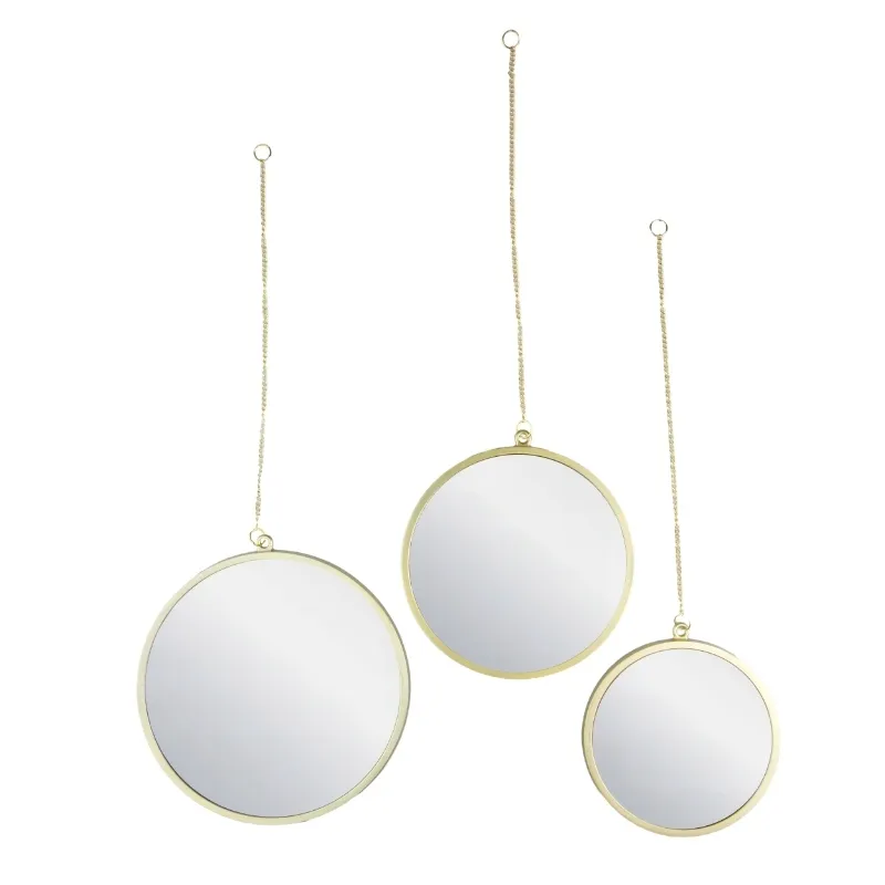 lustro-scienne-okragle-zlote-3-szt-stan-nowy