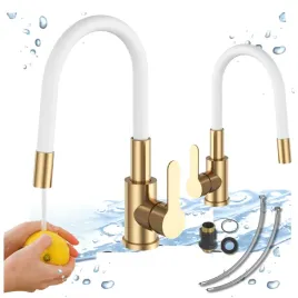 bateria-kuchenna-flex-biala-zloto-szczotkowane-brush-elastczna-wylewka-kran