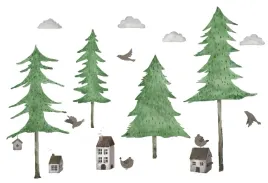 naklejki-dla-dzieci-las-zielony-drzewka-chmurki