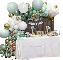 balony-na-urodziny-chrzest-roczek-biale-zlote-zielone-girlanda-balonowa-luk