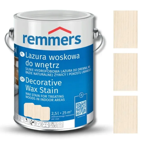 Lazura woskowa do wnętrz Remmers 10L BIAŁA