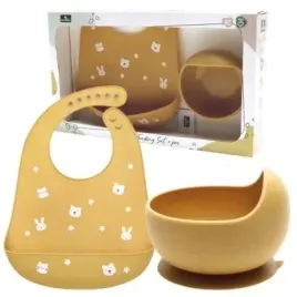 miska-z-przyssawka-sliniak-silikonowy-z-kieszonka-dla-dzieci-zestaw-yellow