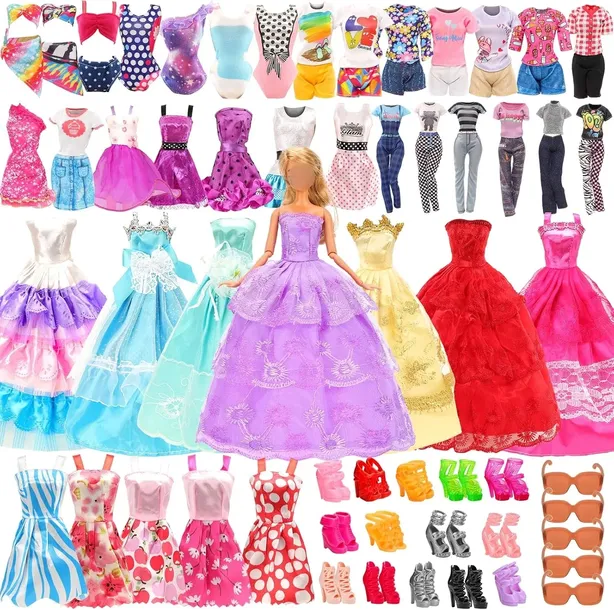 35X AKCESORIA UBRANIA SUKNIE BUCIKI STROJE LALKI 30cm PREZENT MIX ZABAWKI
